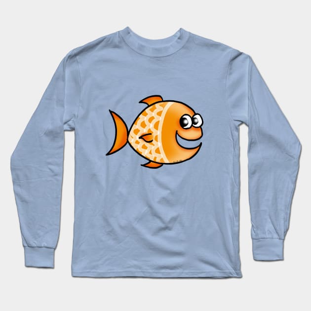 cute orange fish Long Sleeve T-Shirt by cartoonygifts